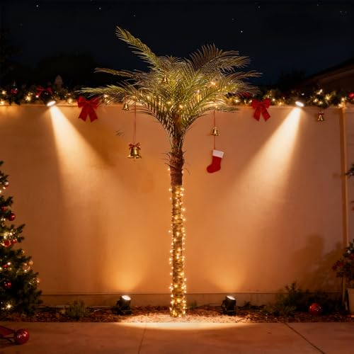 Artificial Phoenix Palm Tree 7ft Tall Outdoor Indoor Decor Fake Plants with 15 Adjustable Leaves, Large Faux Sago Palm Tree for Home Office Living Room Yard Outside Patio Poolside (2, 7ft) - size: 7ft