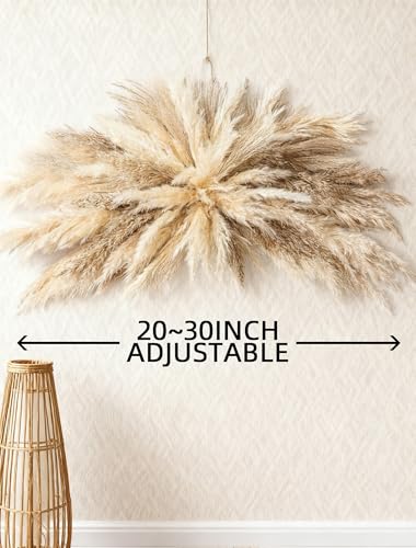 Pampas Grass Wall Decor -Boho Dried Flowers Hanging Decor Kits, 20~30inch Adjustable,Requires Assembly-Easy Install,Apply to Home Decor ,Shop,Living Room, Bedroom, Wedding Arch, Farmhouse & Apartment