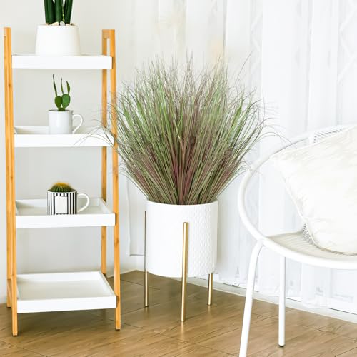 14 Bundles Artificial Grass Plants Outdoor 20 Inch Tall Fake Shrubs Wheat Grass UV Resistant Greenery Stems Weed Faux Bushes Plant for Indoor Outdoor Garden Office Home Decor, Purple