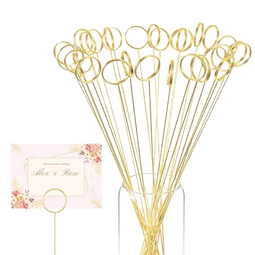 30-Pack Floral Picks Flower Bouquet Decoration Picks - 13 Inch Metal Sticks for Floral Arrangements, Wedding, Party & Craft Decor (Golden Circle) - color: Golden circle