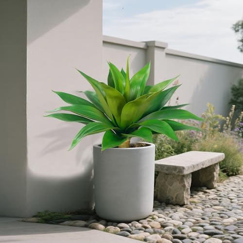 Artificial Flowers for Outdoors Artificial Agave Fake Plants Faux Agave Artificial Plants Outdoor Fake Flowers Outdoor Faux Plants Indoor Uv Resistant Artificial Plants 28''(Green 2pcs) - color: 28''green