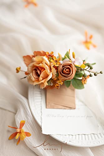 Ling's moment Pocket Boutonniere Single, Boutonniere for Men Groom for Wedding, Prom, Homecoming, Anniversary, Graduation, etc.Terracotta Orange - color: Or-terracotta & Orange, size: 6" W x 5" H