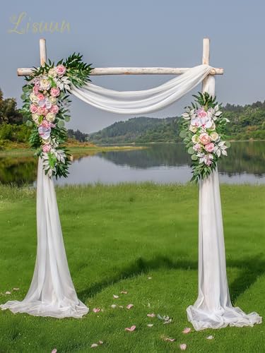 Lisuun Wedding Arch Flowers, Artificial Flowers for Decoration, Large Flower Swag for Boho Styles Wedding Ceremony Floral Decor - Pack of 2 - color: Blush&pink