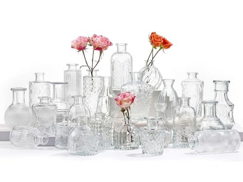 24 Pcs Glass Bud Vase Set, Small Glass Vases for Flowers, Mini Clear Bud Vases for Centerpieces, Wedding, Home, Office and Table Decoration, Clear - color: Clear, size: 24pcs