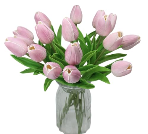 Artificial Flowers 10 Heads Mini Real Touch Artificial Tulip for Home Wedding Party Centerpiece Decoration (Light Purple) - color: Light Purple