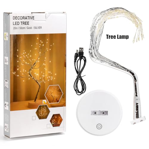 Hbaushun 20" Tabletop Bonsai Tree Light, 108 LED Fairy Light Spirit Tree, Battery/USB Operated, Touch Sensor Switches, DIY Artificial Tree Lamp for Bedroom Desktop Christmas Room Decor (Warm White)