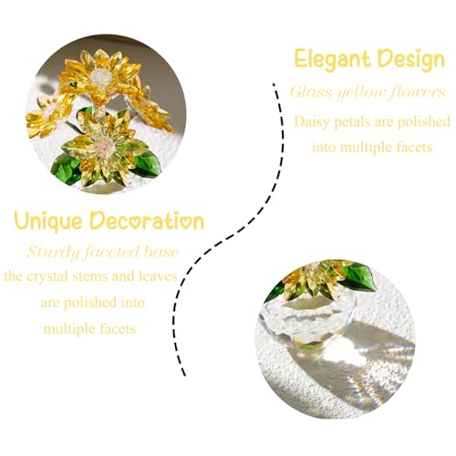 Arikyrist Crystal Yellow Daisy Figurine Gifts for Women Friends Glass Daisy Flowers for Home Office Tabletop Centerpieces Decor - color: Yellow