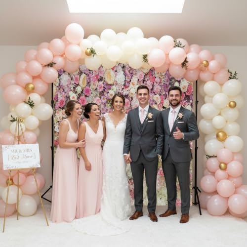 Pink Flower Wall Backdrop - Spring Mothers Day & Girls Birthday Party Weeding Bridal Shower Studio Photo Booth Props, 8X6FT - color: Pink, size: 8X6FT