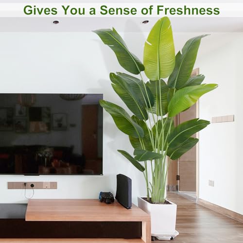 Lifelike Bird of Paradise Artificial Plant,6.6ft Faux Banana Leaf Tree with 15 Trunks - Perfect Indoor Silk Floor Plant for Home Decor in Living Room, Office, and Bedroom - size: 6ft 7in