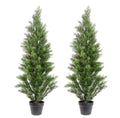 Set of 2 UV-Resistant Artificial Cedar Trees - Pre-Potted Faux Plants for Indoor and Outdoor Decor (3ft)