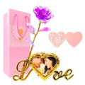 ONEPEACE 24K Gold Rose Birthday Gifts for Women with Love Picture Frame Stand, Artificial Rose Flowers for Mom from Daughter Son, Valentines Gifts for Her Mom, Wife, Grandma (Purple) - color: Purple