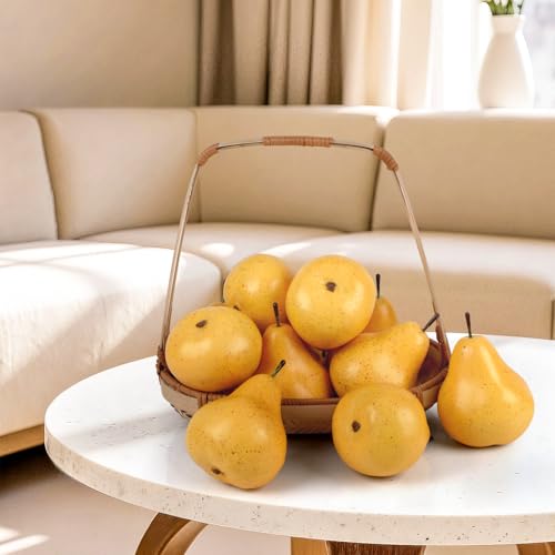 Gresorth 6pcs High Grade Fake Yellow Pear Decoration Artificial Realistic Fruit Simulation for Home Party Holiday Christmas Display - color: E