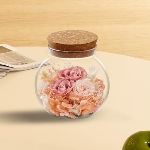 NATROSES Christmas Birthday Gifts for Women - Handmade Preserved Flowers Wish Bottle for Valentine's Day, Mother's Day, Anniversary, Home Decor (Dusty Pink) - color: Dusty Pink