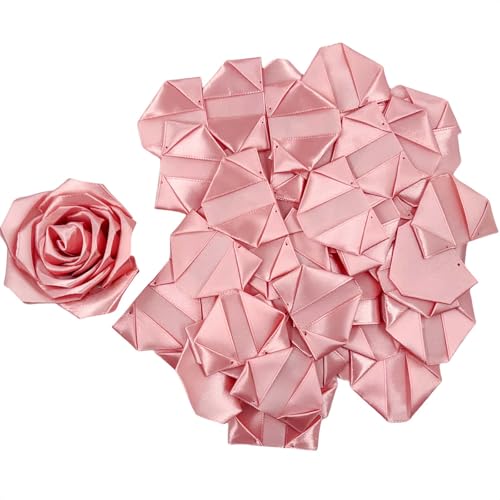 Eternal Rose DIY Supplies: 100Pcs Pre-Made Satin Petals, Create Handcrafted Forever Flowers for All Celebrations & Parties (Bean Pink) - color: 100 Pcs Bean Pink