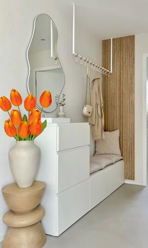 6PCS 23" Fake Tulip Flowers Artificial Orange Tulips Long Stem Faux Flower, Silk Flower Décor for Floral Arrangement Home Farmhouse Wedding Decoration - color: Orange