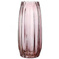 Lucky Bird Purple Pink Ribbed Glass Vase for Flowers and Candles - Modern Centerpiece (H12.0 inch) - color: Pink, size: H-11.8inch