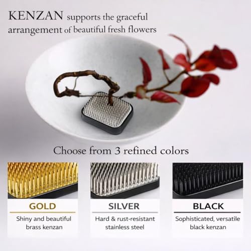 Authentic Japanese Rectangular Kenzan Flower Frog – Made in Japan Ikebana Pin Holder for Flower Arranging (Rectangle 2.7-2.0, Black) - color: Black, size: Rectangular 2.7 x 2.0 in