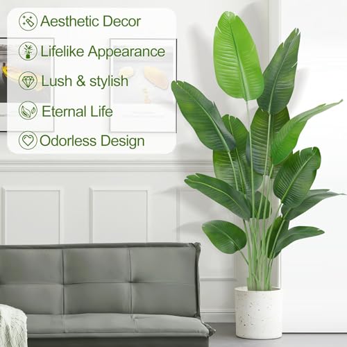 Lifelike Bird of Paradise Artificial Plant,6ft Faux Banana Leaf Tree with 13 Trunks - Perfect Indoor Silk Floor Plant for Home Decor in Living Room, Office, and Bedroom 1Pack - size: 6ft