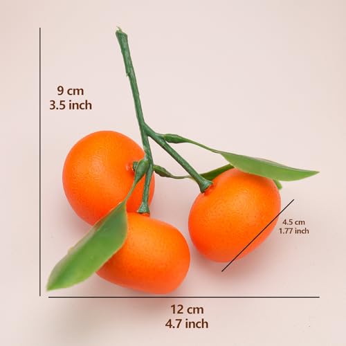 Gresorth Artificial Mini Bunch Orange Decoration Lifelike Tangerine Realistic Fake Citrus with Leaves Fruit Model Home Party Décor 5 Clusters - color: 5 Clusters