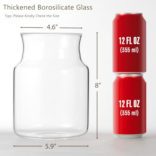 Clear Glass Vase, Large Flower Vase, 8-inch Glass Flower Vase for Plants, Wide Mouth Vase for Home, Wedding, Living Room, Dining Table - size: 6"W x 8"H