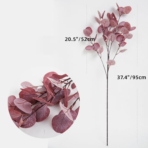 XZJMY 4 Pack Artificial Eucalyptus Stems Leaves 95cm Long Faux Eucalyptus Branches,Artificial Flowers Greenery for Home Decor Flower Arrangement Wedding Party Table Centerpiece (Purple) - color: Purple