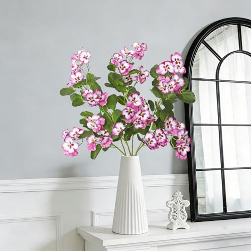 3Pack Artificial Pansy Flowers Silk Flowers Arrangements 35In Artificial Fake Flowers with Long Stems Spring Flower Bouquets for Vase Home Wedding Party Table Centerpiece Decor(Fuchsia) - color: Fuchsia