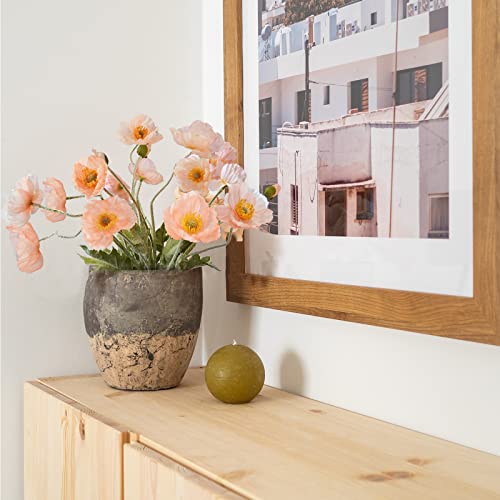 Artificial Flowers 5Pcs Poppies Flowers Artificial Silk Flowers for Home Office Wedding Outdoor Decor (Coral) - color: Coral