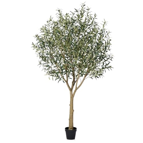 VeriNatural Artificial Olive Tree 7FT - Large Fake Olive Trees Indoor with 3066 Silk Leaves, Outdoor Potted Faux Plant with UV Resistant for Living Room,Office,Patio, Home Decor,VN157 - size: 7ft