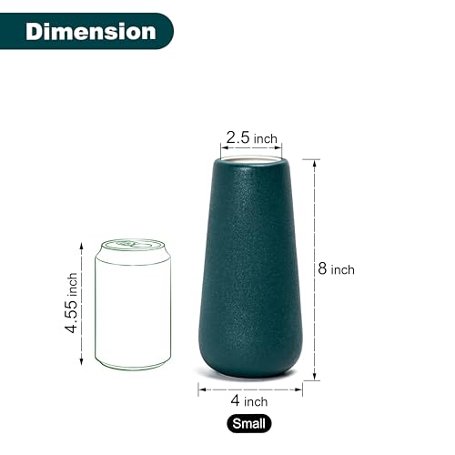D'vine Dev 8 Inch Ceramic Flower Vase Textured Finishing, Minimalist Design for Kitchen, Bedroom, Living Room, Centerpieces, Office, Emerald Sandstone, VS-XH-C-1 - color: Emerald Sandstone, size: 8 Inch