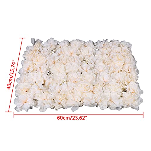 16"x 24" Artificial Flower Wall Panels, Silk Flower Panels for Outdoor Garden Backyard Fence Privacy Screen and Indoor Wall Decor (6Pcs Champagne) - color: 6Pcs Champagne