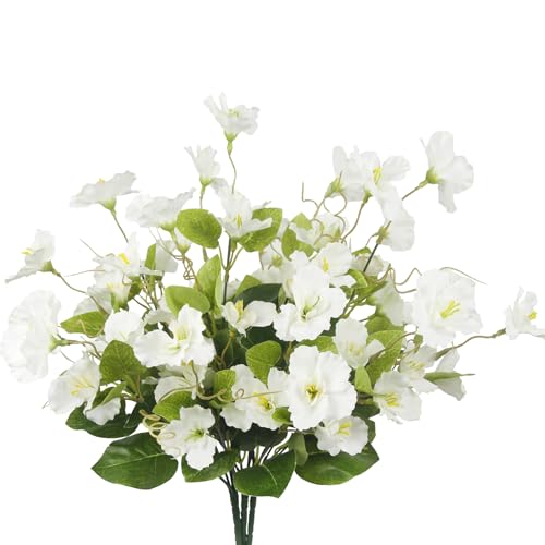 3 Pcs Artificial Flowers for Outdoors Hibiscus Spring Summer Decor White Artificial Tropical Flowers Realistic UV Resistant Silk Hibiscus Flowers for Outside Planter Front Door Porch Patio - color: White