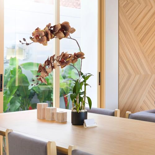 41in Orchids Artificial Flowers Fake Orchid 6PCS Velvet Silk Orchids That Look Real Long Stem Artificial Flowers for Tall Vase for Home Party Fall Halloween Décor (Coffee) - color: Coffee