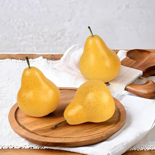 Gresorth 6pcs Artificial Pear Decoration Fake Fruit Lifelike Simulation Fruits Home Party Kitchen Photography Props - color: Yellow Pear