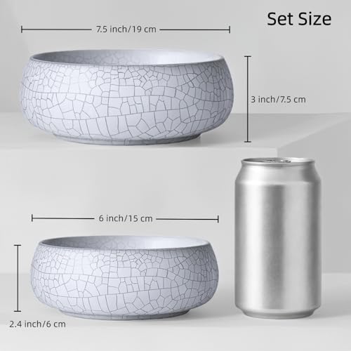 2 Pack Lotus Bowl Planter, Large 7.5'' & Small 6'' Shallow Lotus Pots for Water Planting, Drainage-Free Ceramic Hydroponic Bowl for Lotus Seeds, Ikebana, Succulents & Water Lilies (Kiln Split) - color: Kiln Split
