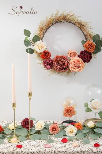 Serwalin 2PC Artificial Flowers Orange Marigold Flowers Fall Flowers Fake Wedding Flowers Cake Flowers for DIY Wedding Bouquets Bridal Shower Centerpieces Floral Arrangements Decor - color: A Chic Terracotta, size: 2 Boxes