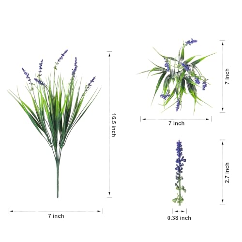 Artificial Fake Outdoor Plants Flowers for Decoration,10 Bundles 16.5" UV Resistant Plastic Tall Realistic Faux Monkey Grass Greenery Stems for Home Outside Planter Window Porch Patio Garden-Purple - color: Purple