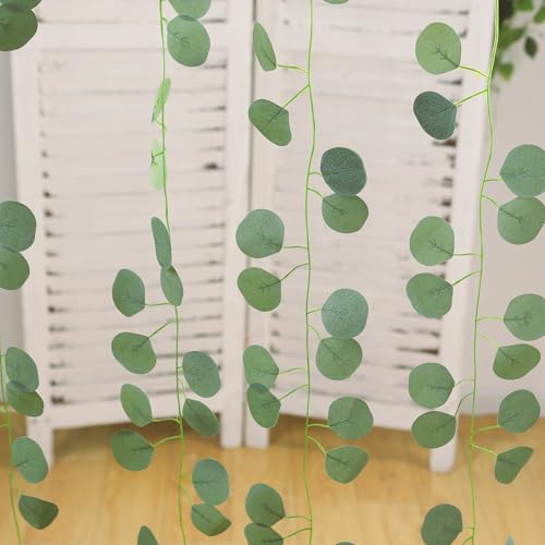 Efavormart 12 Pack 6.5ft Artificial Eucalyptus Leaf Garlands, Bulk Silk Greenery Vines for Modern Table Runners, Wedding Arch Framing and Interior Wall Texture Styling - color: Type18