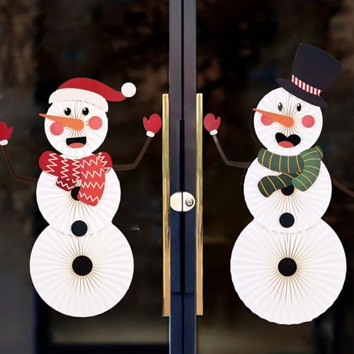 Christmas Hanging Paper Fans Decoration Classroom Christmas Decorations Xmas Bulletin Board Decorations with Fun Snowman for Xmas Holiday Winter Backdrops Wall Party Supply - color: Snowman Costume
