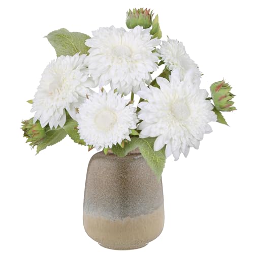 IPOPU Artificial Sunflower Bouquet with Long Stems Fake Silk Sunflowers Bouquet with 5 Heads Faux Sunflower for Wedding Party Home Office Decoration Dining Table Centerpiece (White1 Bunches) - color: White