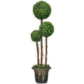 DREAMADE Artificial Boxwood Topiary Tree, 4ft Triple Ball Shaped Faux Topiary Tree w/Weighted Pot, Metal Frame, Fake Green Potted Plants Decoration for Indoor/Outdoor/Home/Office - size: 4ft