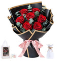 Lewondr Flower for Delivery, Preserved Flowers Bouquet, Red Roses Bouquet, Real Long-Lasting Forever Birthday Flowers Gifts for Her Wife Girlfriend Valentines Day Anniversary Mothers Day, Black-Red - color: Red