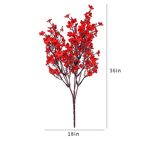 6PCS Artificial Baby Breath Flowers Fake Silk Real Touch DIY Floral Bouquets Decor Wedding Party Decoration Arrangements(Red) - color: Red