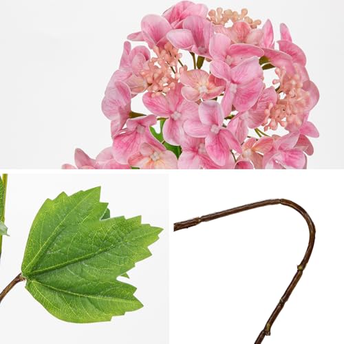 Real Touch Hydrangea Artificial Flowers 19” Tall Artificial Hydrangea Flowers Double-Headed Faux Hydrangeas, Pink Hydrangeas, Realistic Silk Hydrangea for Home Decor Weddings Arrangements-5 Branches - color: Lpink