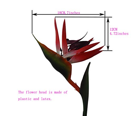 Calcifer 32'' Real Touch Bird of Paradise Artificial Flowers Bouquet for Home Garden Decoration/Wedding Party Decor (Package Quantity: 5 Stems Red) - color: Package Quantity: 5 Stems Red