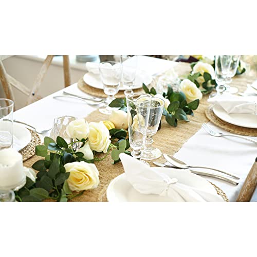 FiveSeasonStuff 29 Ft 4 Pack Rose Silk Flower Garland Artificial Flowers Decoration Hanging Floral Décor for Wedding Baby Shower Birthday Party Garden (Cream White) - color: Cream White