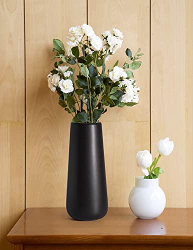 D'vine Dev 11 Inch Ceramic Flower Vase Matte Finishing, Minimalist Design for Home Décor, Bedroom, Living Room, Centerpieces, Office, Ebony Black, VS-XH-E-2 - color: Ebony Black, size: 11 Inch