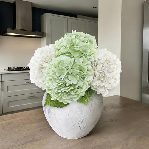 Coferset 4pcs White Green Lifelike Hydrangea Artificial Flowers 22inch Real Touch Faux Hydrangea Flower Stem for Home Party Wedding Floral Filler Arrangements Ceterpieces Bouquets(White+Light Green) - color: 2 White,2 Light Green, size: 4pcs