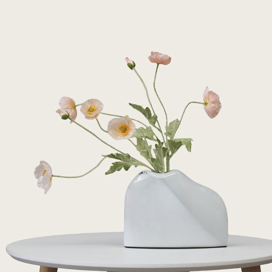 3 Pcs Poppy Flowers Artificial,Poppy Silk Flowers with Stems,Ranunculus Artificial Flowers,Faux Flower Stems for Wedding,Party,Outdoor Indoor Decor flower arrangements for table (Champagne Pink) - color: Champagne Pink