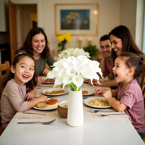 Floral Kingdom 20 Pack Artificial Calla Lily Flowers 14 Inch White - Real Touch Faux Flowers for Home Decor, Table Centerpieces, Entryway Consoles and Weddings - color: White