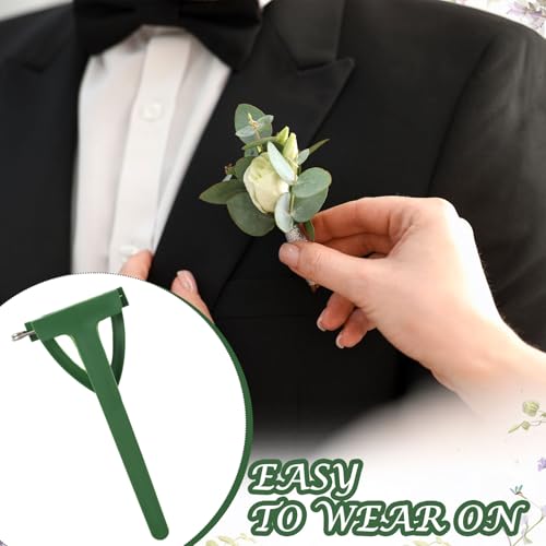 Boutonniere Safety Pins, Plastic Corsage Pins Safety Clips for Bride Groom, Tiny Boutonniere Brooch Supplies - color: Dark Green-20pcs-triangle